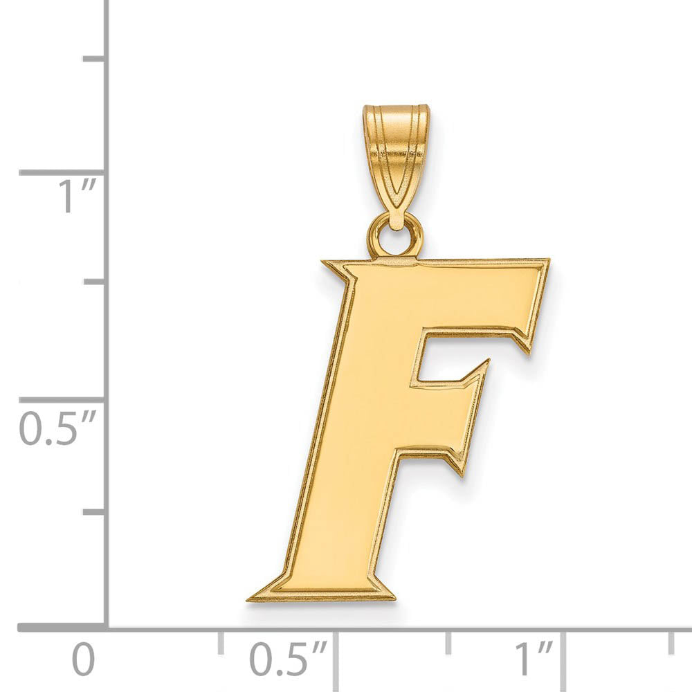 Alternate view of the 10k Yellow Gold U of Florida Large Initial F Pendant by The Black Bow Jewelry Co.