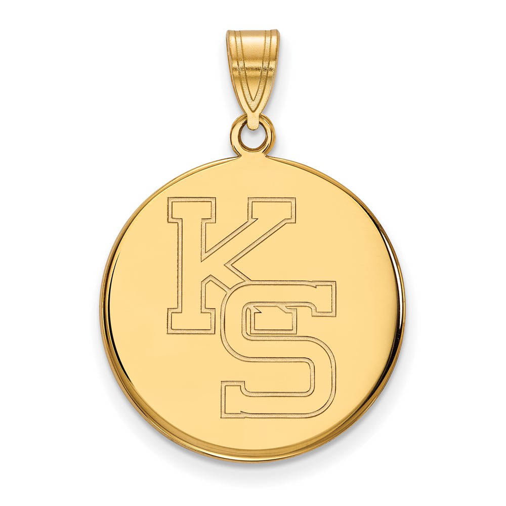 10k Yellow Gold Kansas State Large Pendant, Item P16537 by The Black Bow Jewelry Co.