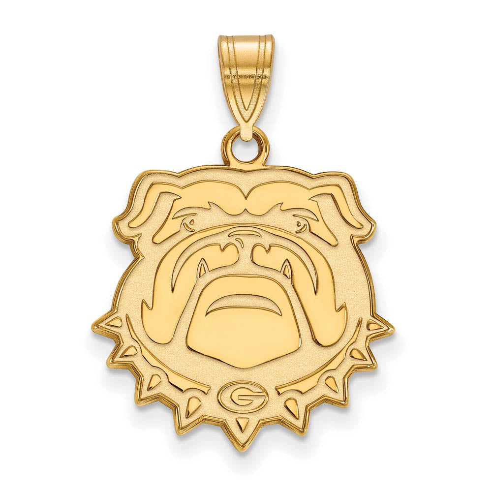 10k Yellow Gold U. of Georgia Large Bulldog Pendant, Item P16549 by The Black Bow Jewelry Co.