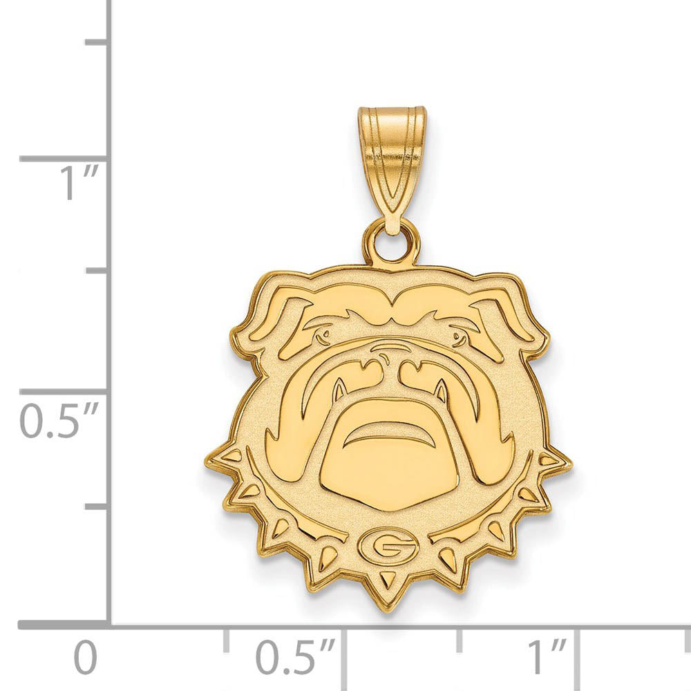 Alternate view of the 10k Yellow Gold U. of Georgia Large Bulldog Pendant by The Black Bow Jewelry Co.