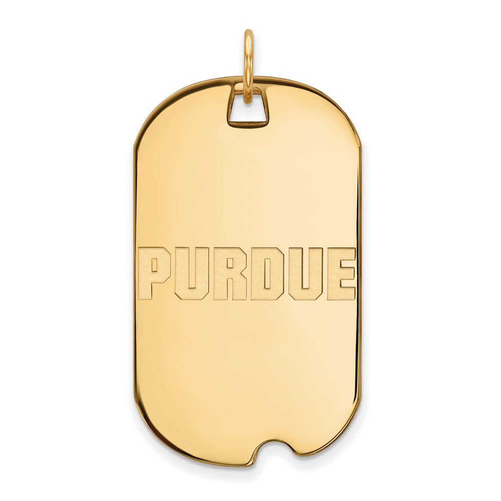 10k Yellow Gold Purdue Large Script Dog Tag Pendant, Item P16551 by The Black Bow Jewelry Co.