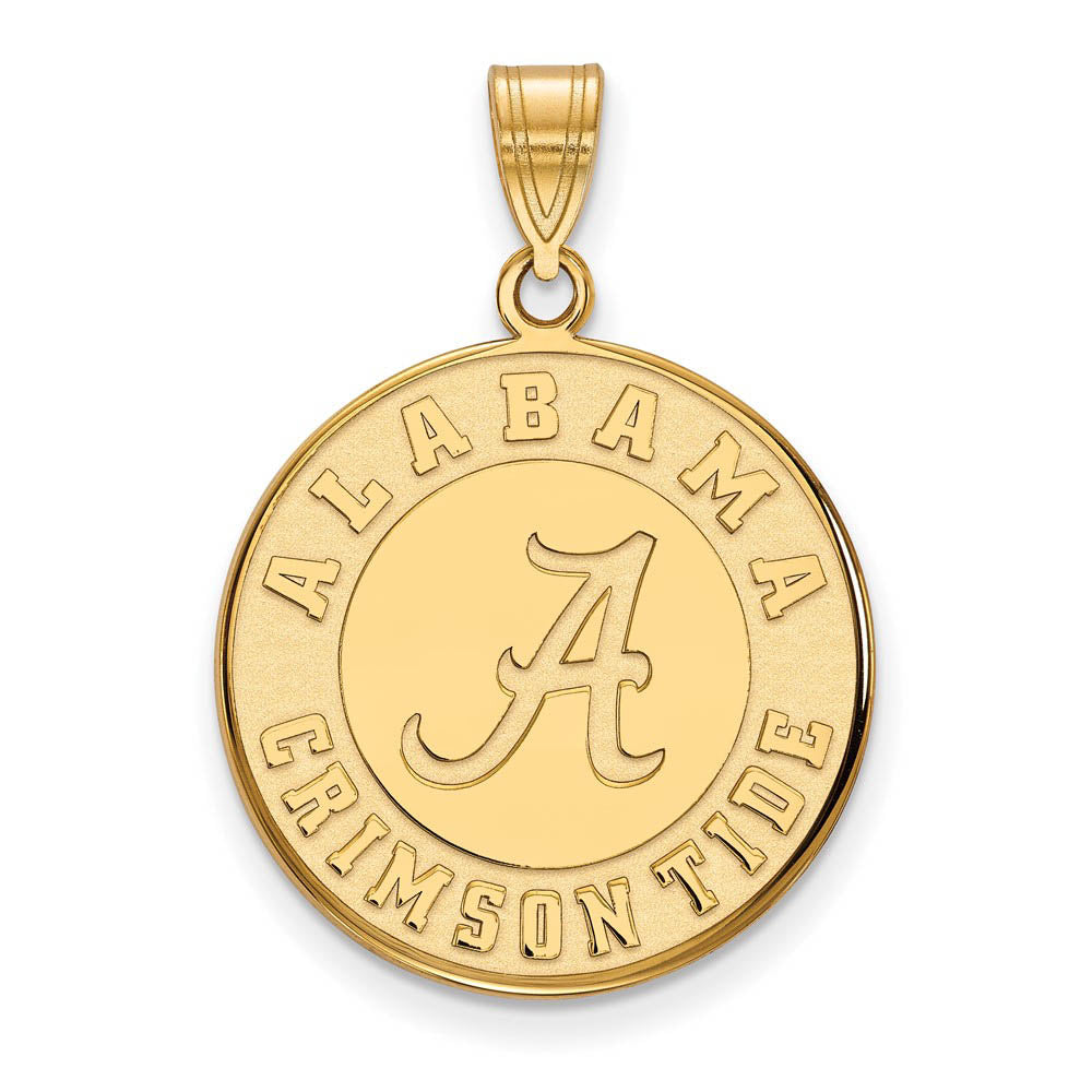 10k Yellow Gold U. of Alabama Large Disc Pendant, Item P16563 by The Black Bow Jewelry Co.
