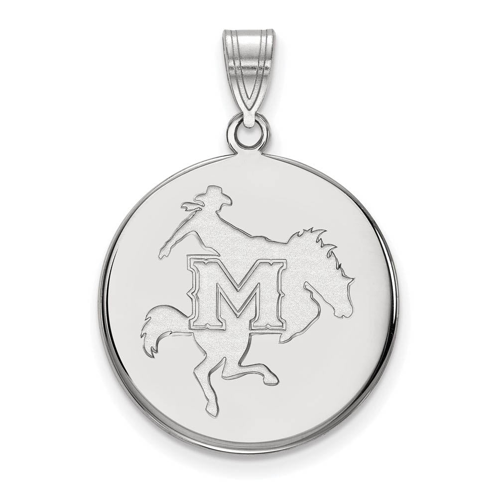 14k White Gold McNeese State Large Disc Pendant, Item P16573 by The Black Bow Jewelry Co.