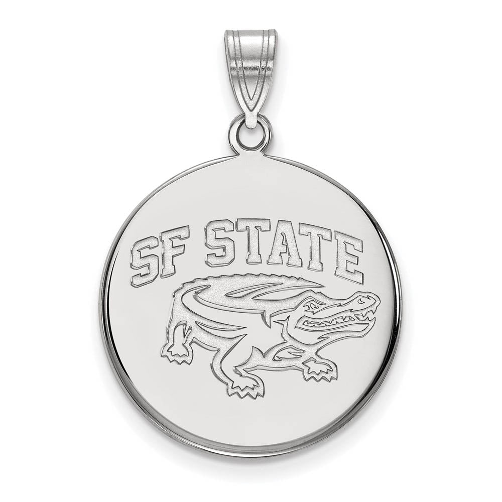 14k White Gold San Francisco State Large Disc Pendant, Item P16579 by The Black Bow Jewelry Co.