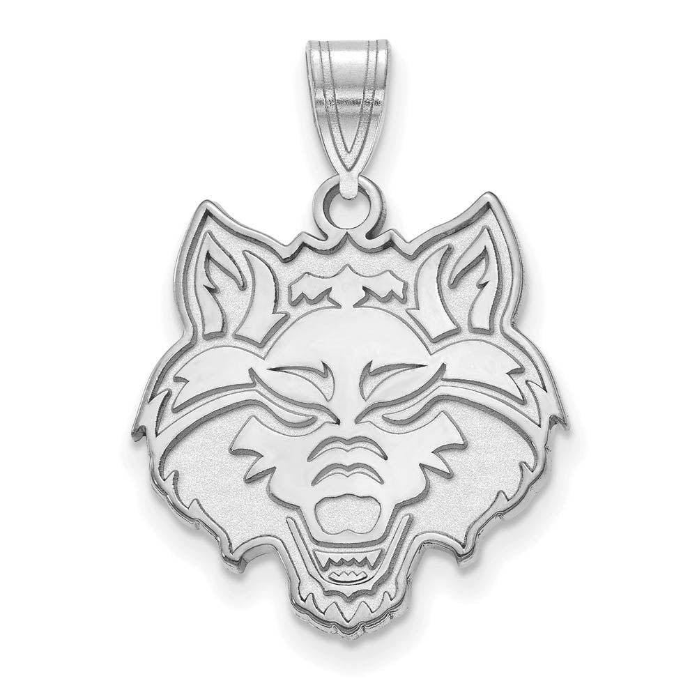 14k White Gold Arkansas State Large Mascot Pendant, Item P16589 by The Black Bow Jewelry Co.