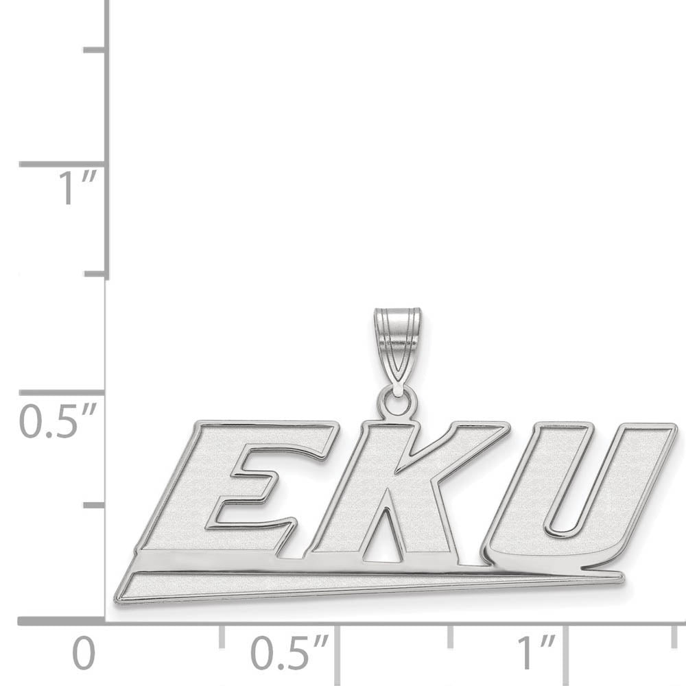 Alternate view of the 14k White Gold Eastern Kentucky U Large Logo Pendant by The Black Bow Jewelry Co.