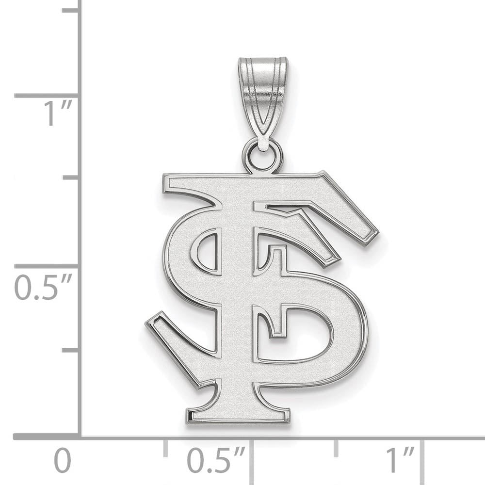 Alternate view of the 14k White Gold Florida State Large 'FS' Pendant by The Black Bow Jewelry Co.