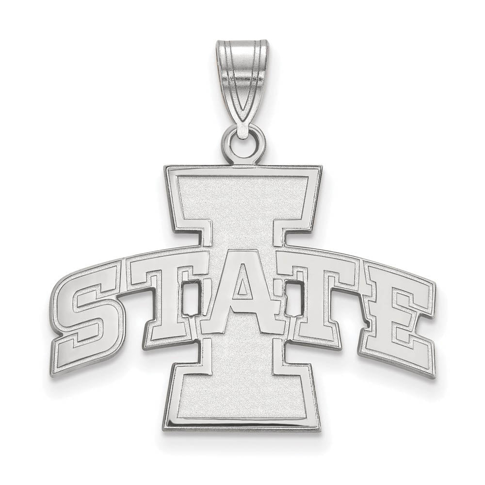 14k White Gold Iowa State Large 'I STATE' Pendant, Item P16639 by The Black Bow Jewelry Co.