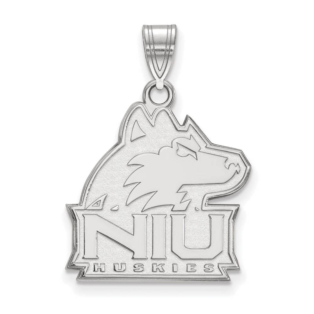 14k White Gold Northern Illinois U. Large Mascot Logo Pendant, Item P16647 by The Black Bow Jewelry Co.