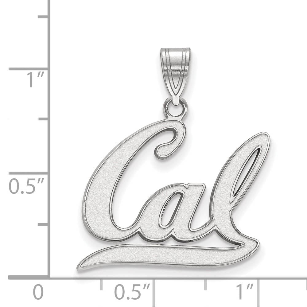Alternate view of the 14k White Gold California Berkeley Large Script 'Cal' Pendant by The Black Bow Jewelry Co.