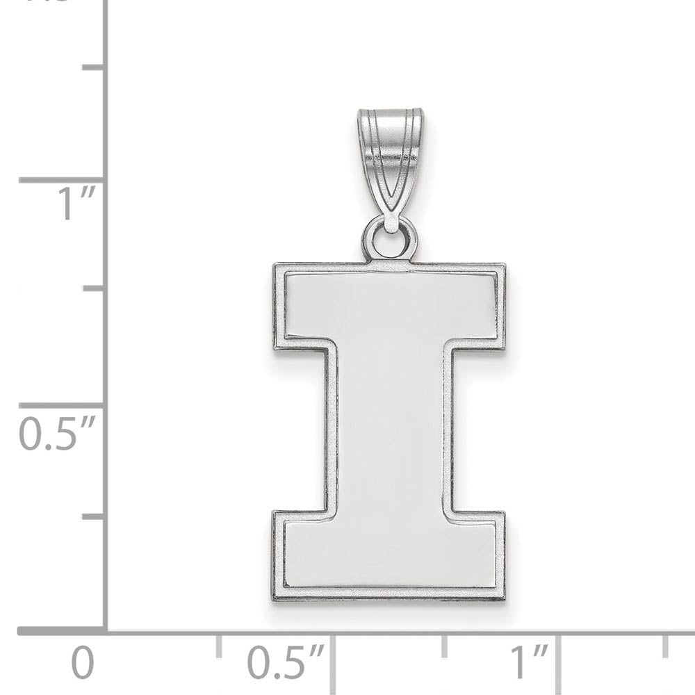 Alternate view of the 14k White Gold U. of Illinois Large Shield Logo Initial I Pendant by The Black Bow Jewelry Co.
