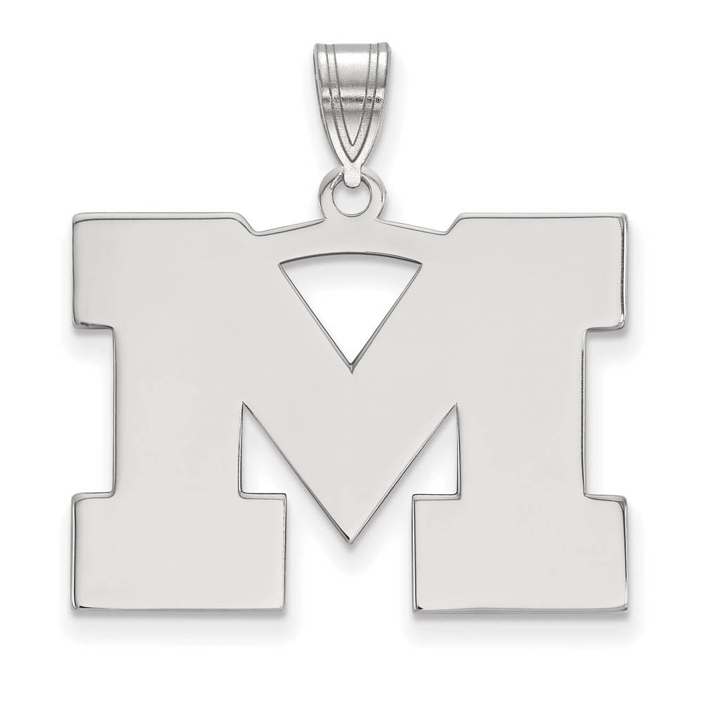 14k White Gold U. of Michigan Large Initial M Pendant, Item P16664 by The Black Bow Jewelry Co.