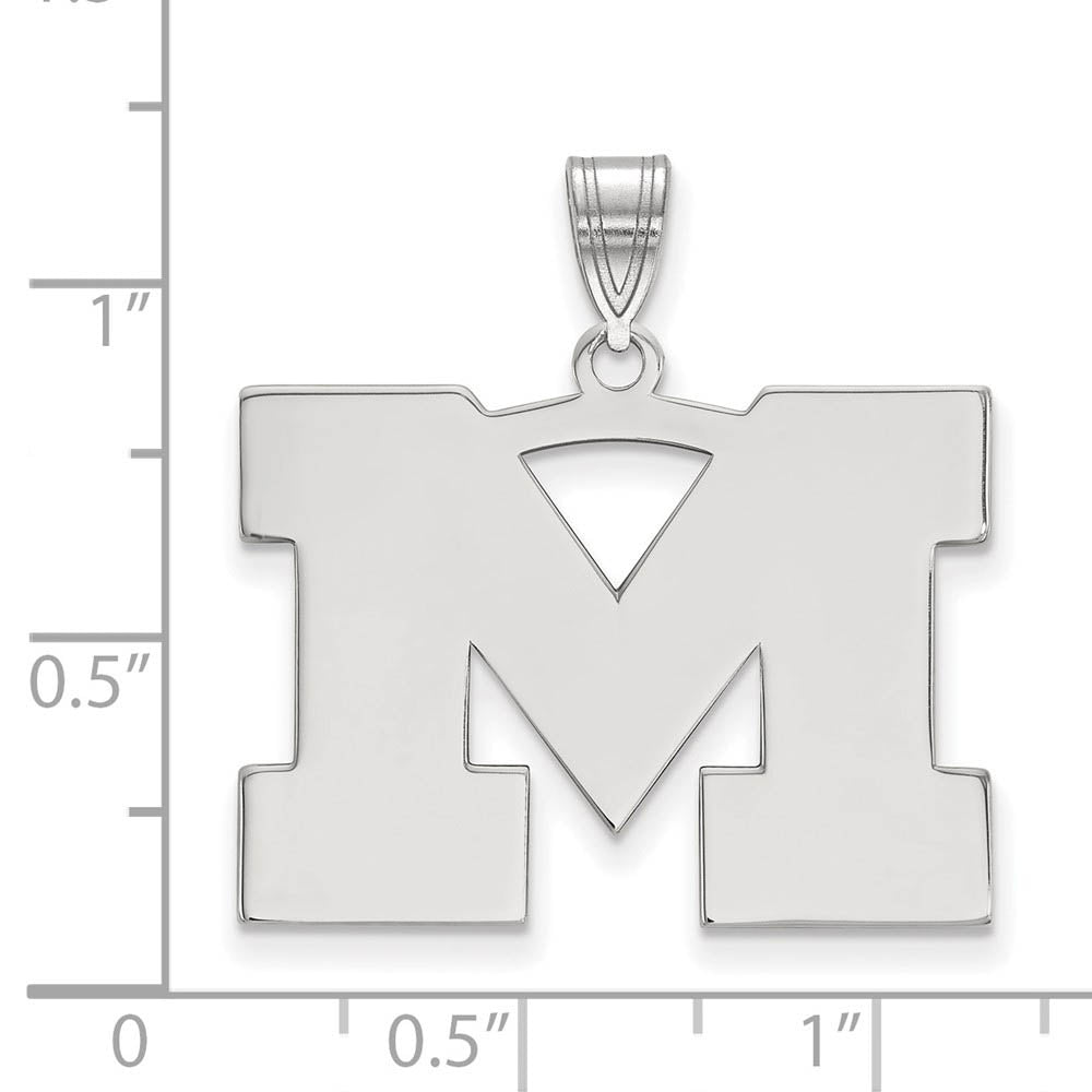 Alternate view of the 14k White Gold U. of Michigan Large Initial M Pendant by The Black Bow Jewelry Co.