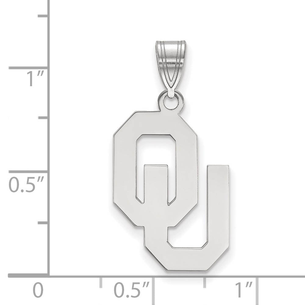 Alternate view of the 14k White Gold U. of Oklahoma Large Pendant by The Black Bow Jewelry Co.