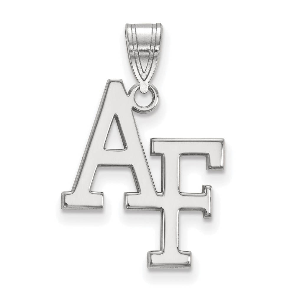14k White Gold Air force Academy Large 'AF' Pendant, Item P16674 by The Black Bow Jewelry Co.