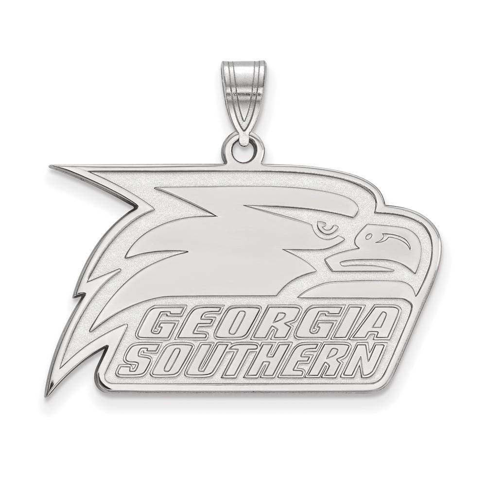 14k White Gold Georgia Southern U Large Logo Pendant, Item P16685 by The Black Bow Jewelry Co.