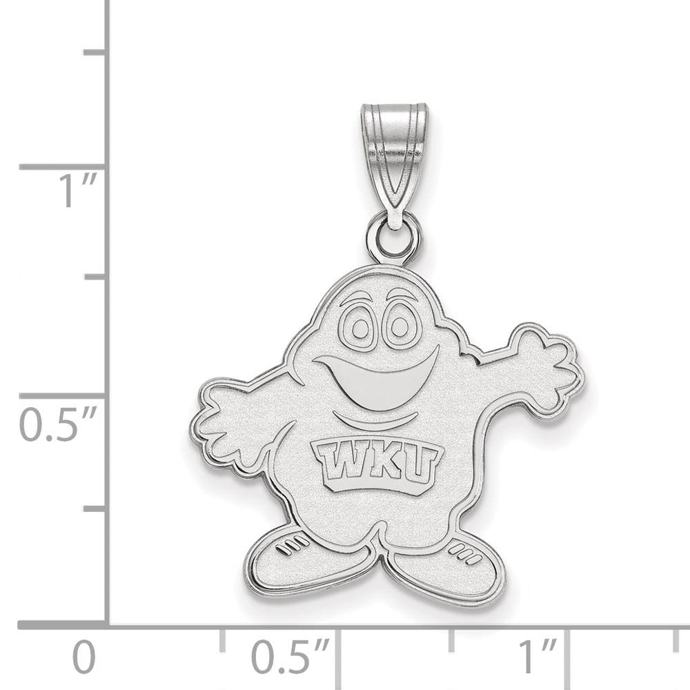 Alternate view of the 14k White Gold Western Kentucky U. Large Mascot Pendant by The Black Bow Jewelry Co.
