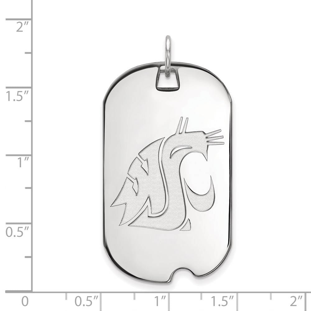 Alternate view of the 14k White Gold Washington State Large Mascot Dog Tag Pendant by The Black Bow Jewelry Co.