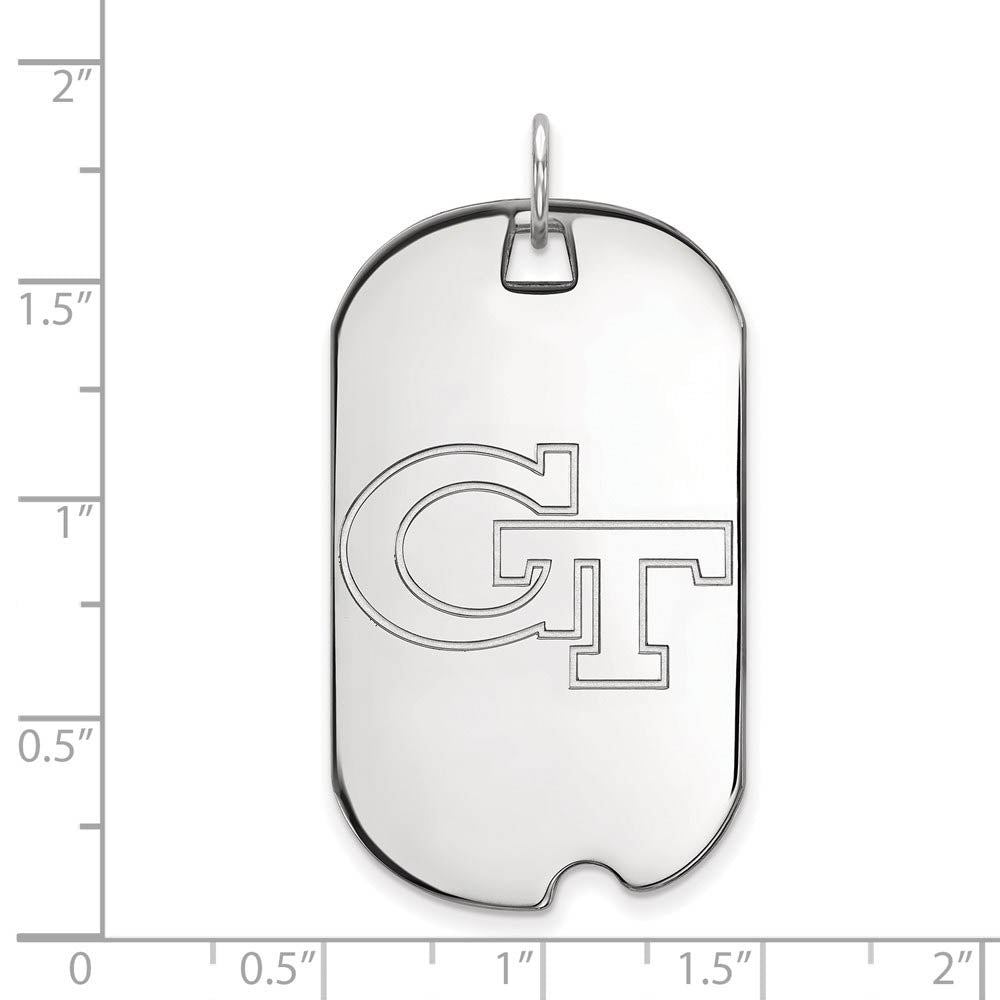 Alternate view of the 14k White Gold Georgia Technology Large Dog Tag Pendant by The Black Bow Jewelry Co.