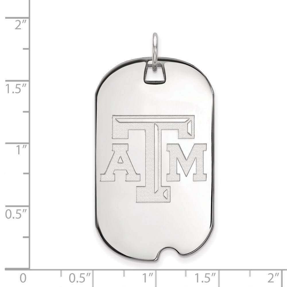 Alternate view of the 14k White Gold Texas A&M U. Large Dog Tag Pendant by The Black Bow Jewelry Co.
