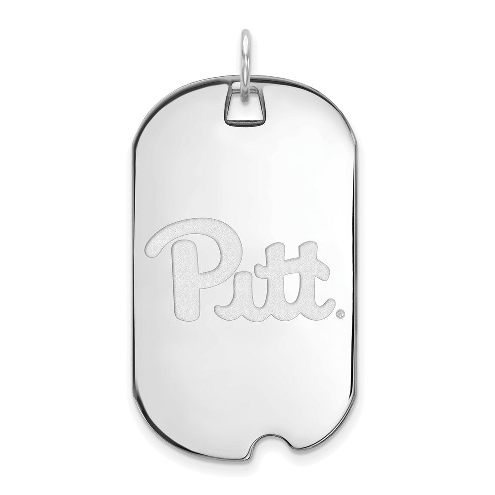14k White Gold U. of Pittsburgh Large Dog Tag Pendant, Item P16731 by The Black Bow Jewelry Co.