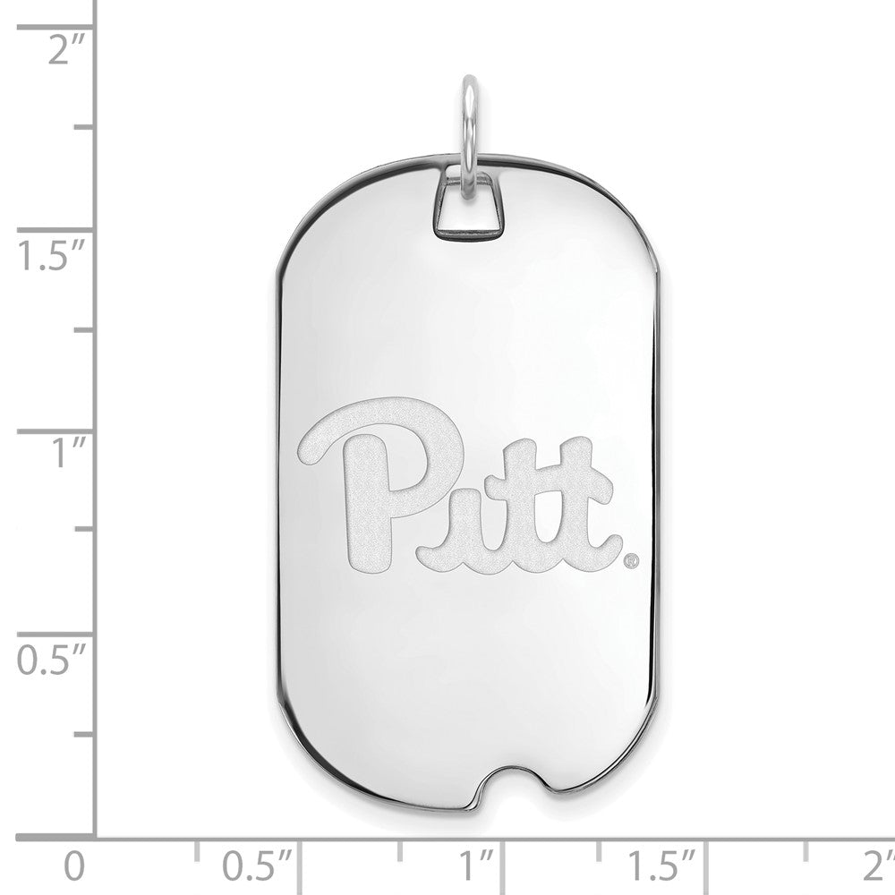 Alternate view of the 14k White Gold U. of Pittsburgh Large Dog Tag Pendant by The Black Bow Jewelry Co.