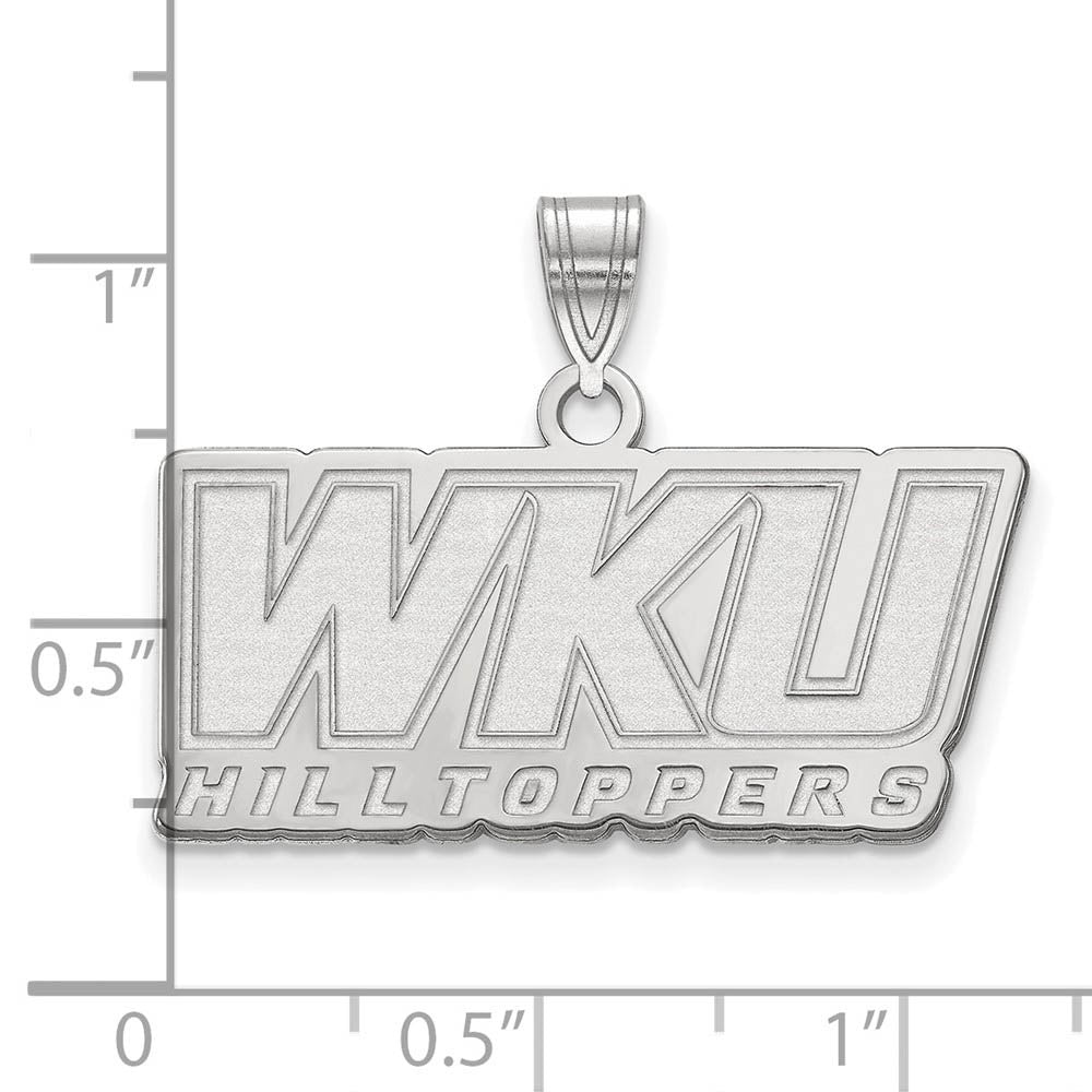 Alternate view of the 14k White Gold Western Kentucky U. Large 'WKU' Pendant by The Black Bow Jewelry Co.