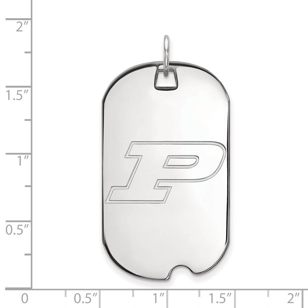 Alternate view of the 14k White Gold Purdue Large Initial P Dog Tag Pendant by The Black Bow Jewelry Co.
