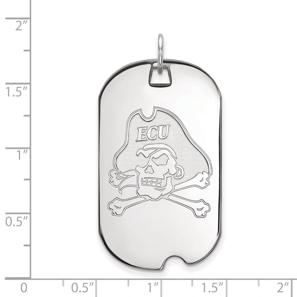 Alternate view of the 14k White Gold East Carolina U Large Dog Tag Pendant by The Black Bow Jewelry Co.