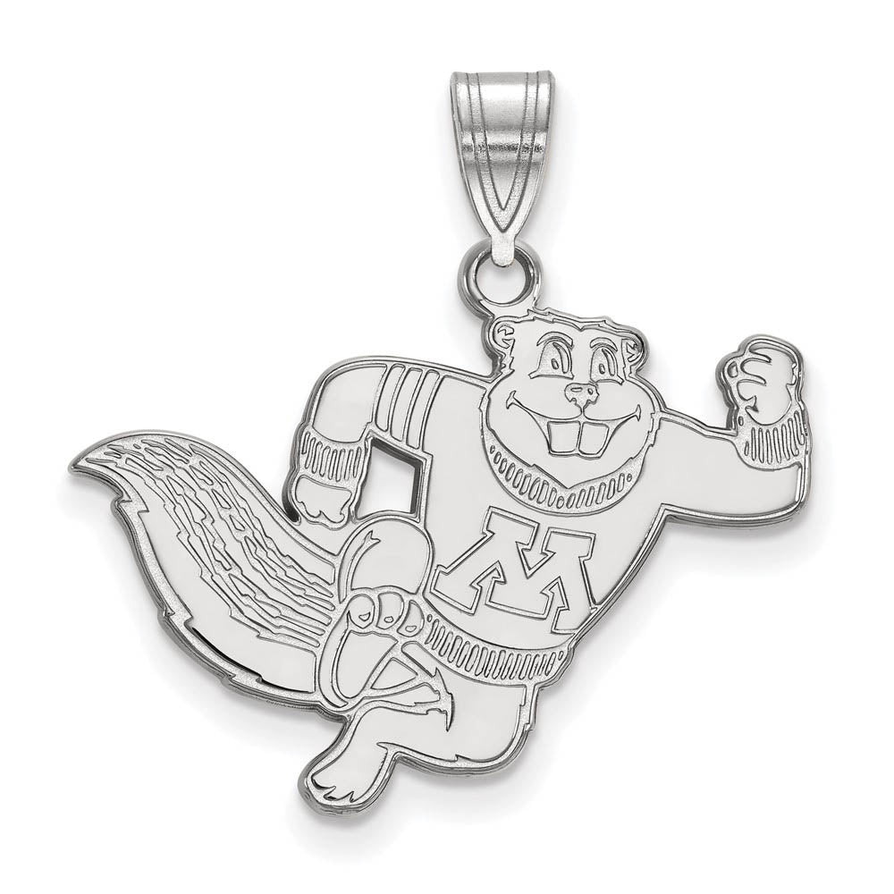 14k White Gold U. of Minnesota Large Logo Pendant, Item P16744 by The Black Bow Jewelry Co.
