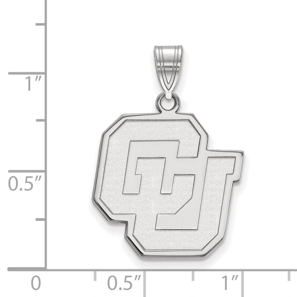 Alternate view of the 14k White Gold U of Colorado Large Pendant by The Black Bow Jewelry Co.