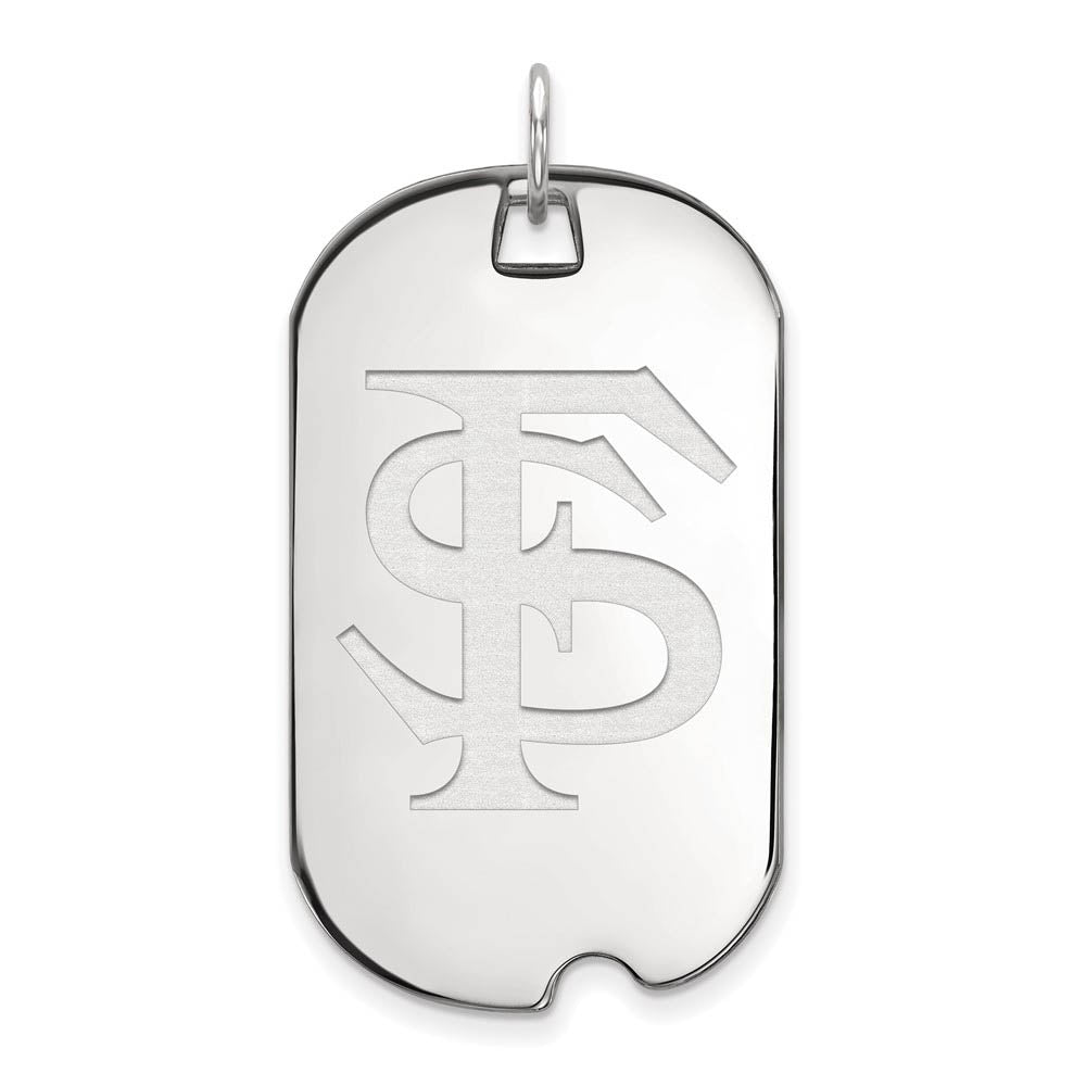 14k White Gold Florida State Large Dog Tag Pendant, Item P16755 by The Black Bow Jewelry Co.