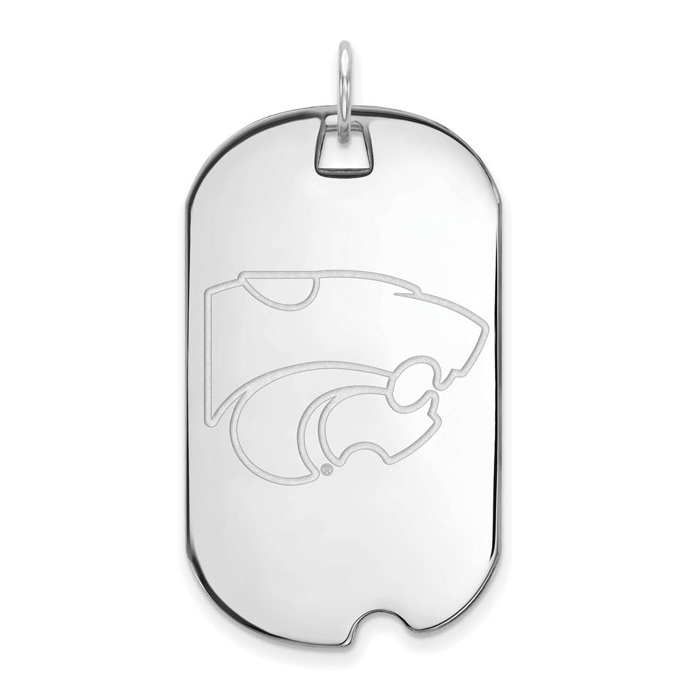 14k White Gold Kansas State Large Dog Tag Pendant, Item P16757 by The Black Bow Jewelry Co.