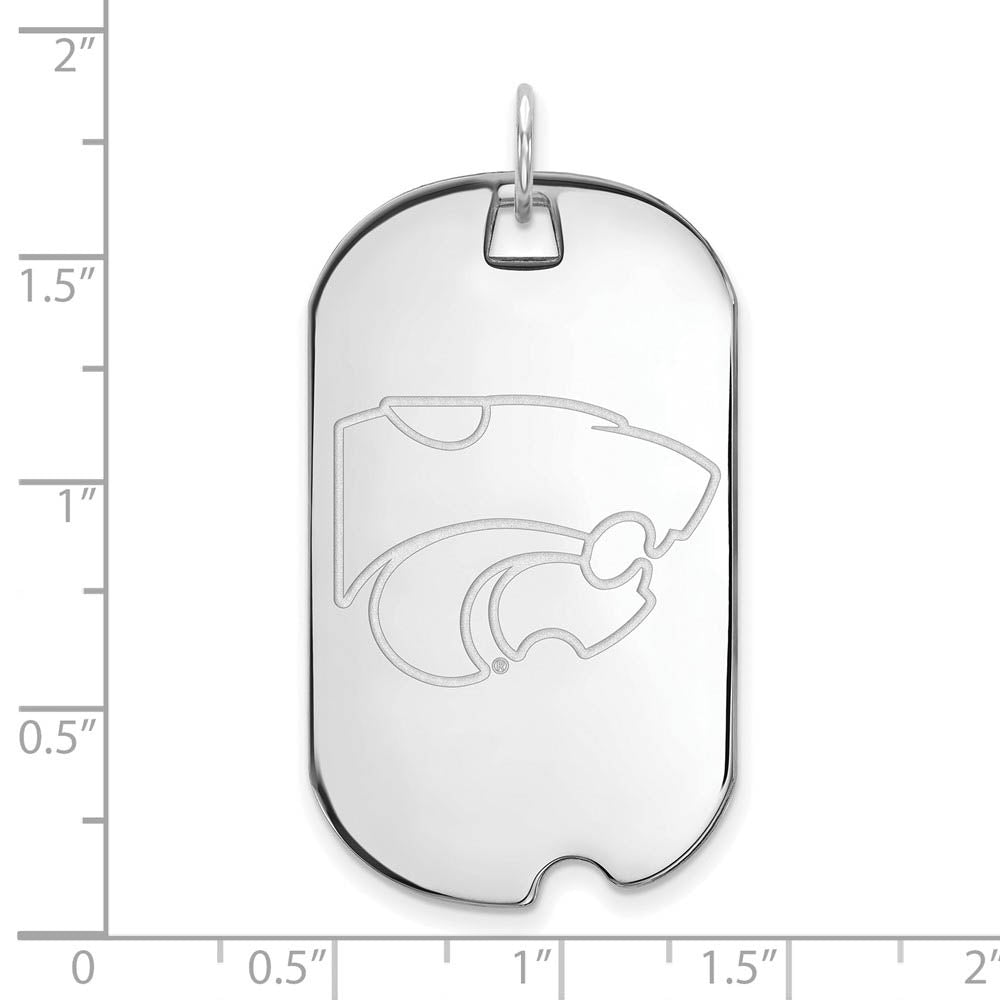 Alternate view of the 14k White Gold Kansas State Large Dog Tag Pendant by The Black Bow Jewelry Co.