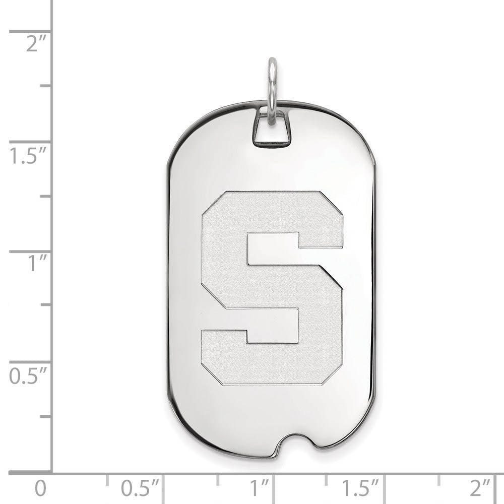 Alternate view of the 14k White Gold Michigan State Large Initial S Dog Tag Pendant by The Black Bow Jewelry Co.