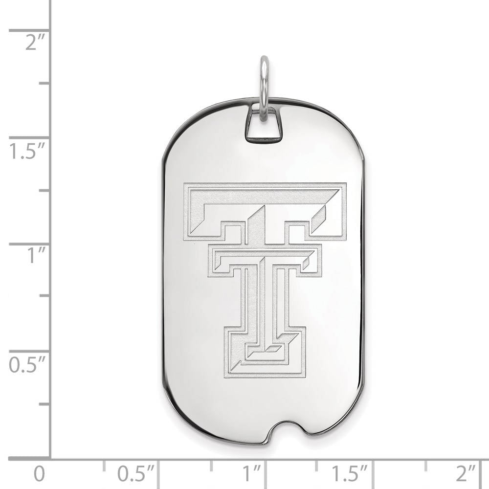 Alternate view of the 14k White Gold Texas Tech U. Large Dog Tag Pendant by The Black Bow Jewelry Co.