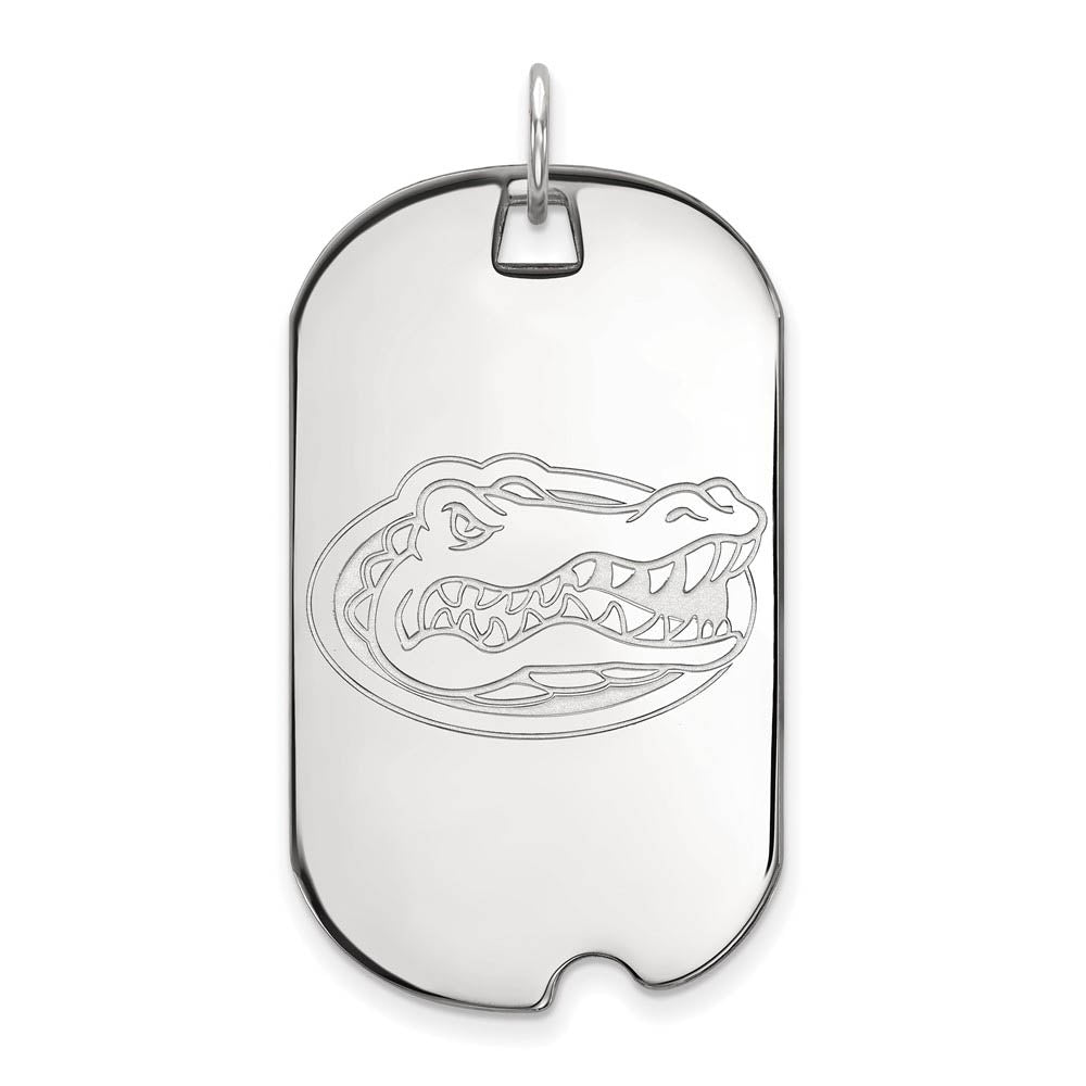 14k White Gold U of Florida Large Dog Tag Pendant, Item P16767 by The Black Bow Jewelry Co.