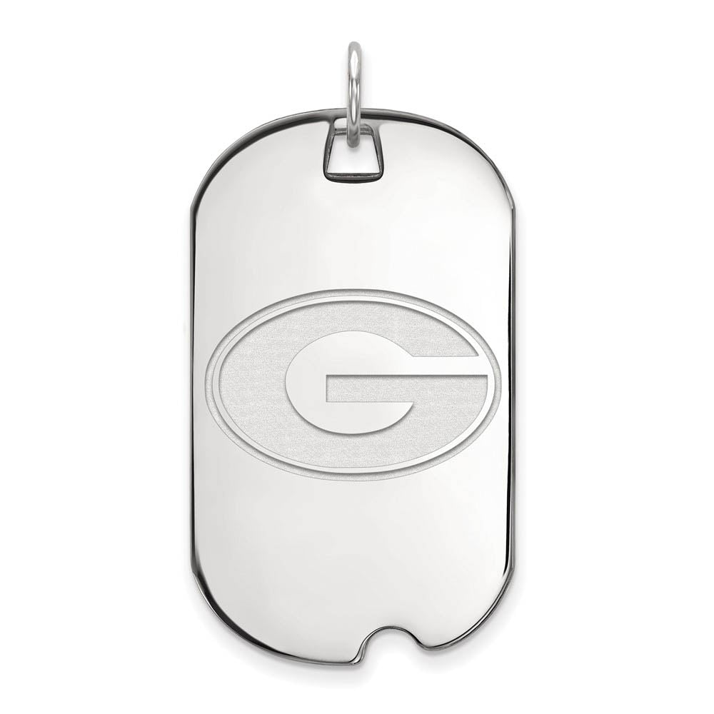14k White Gold U. of Georgia Large 'G' Dog Tag Pendant, Item P16768 by The Black Bow Jewelry Co.