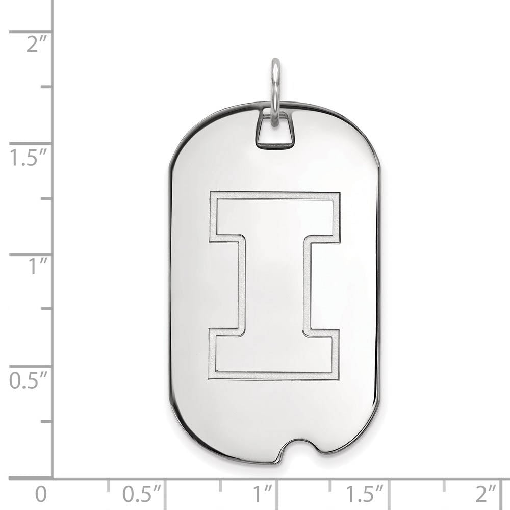 Alternate view of the 14k White Gold U. of Illinois Large Initial I Dog Tag Pendant by The Black Bow Jewelry Co.