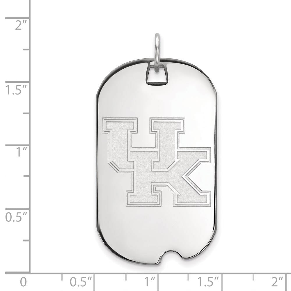 Alternate view of the 14k White Gold U. of Kentucky Large Dog Tag Pendant by The Black Bow Jewelry Co.