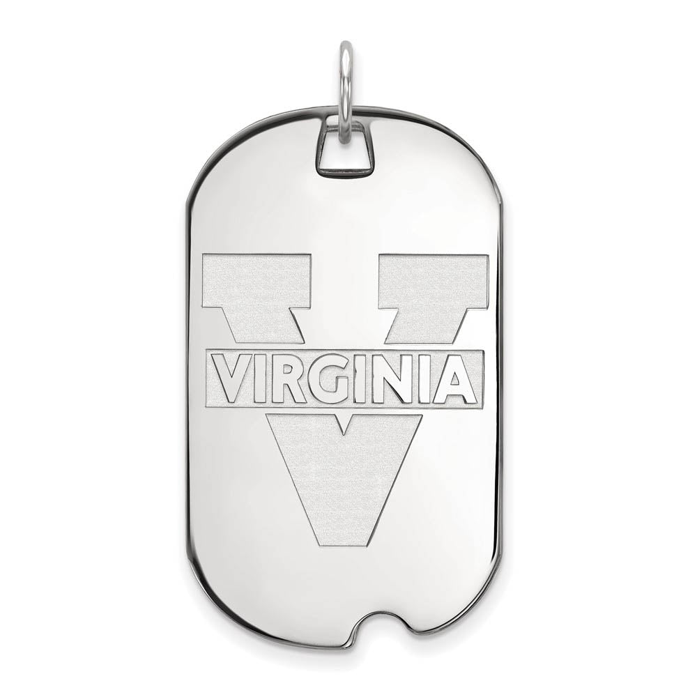 14k White Gold U. of Virginia Large 'V' Logo Dog Tag Pendant, Item P16776 by The Black Bow Jewelry Co.