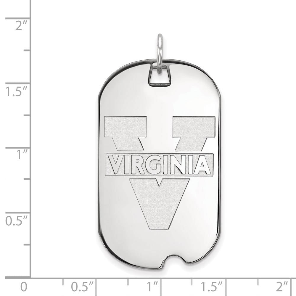 Alternate view of the 14k White Gold U. of Virginia Large 'V' Logo Dog Tag Pendant by The Black Bow Jewelry Co.