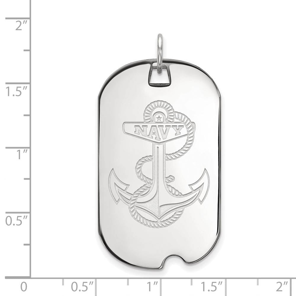 Alternate view of the 14k White Gold U.S. Naval Academy Large Dog Tag Pendant by The Black Bow Jewelry Co.