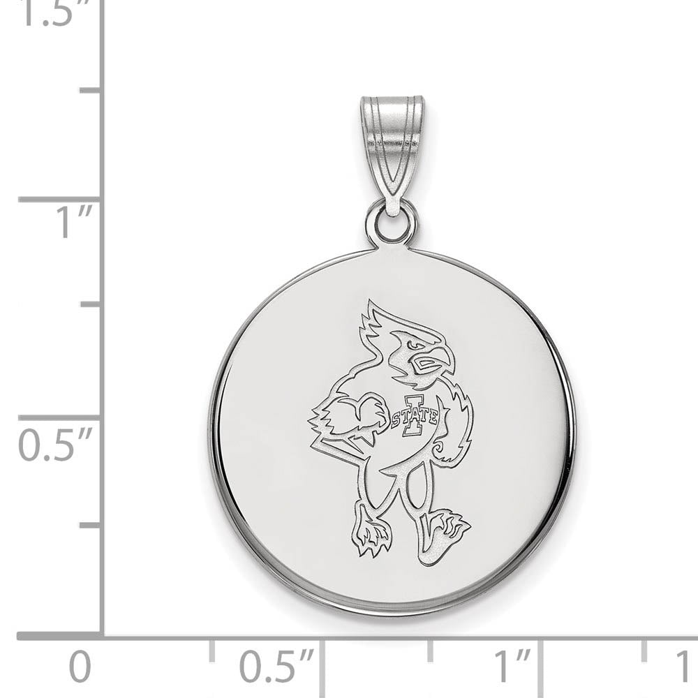 Alternate view of the 14k White Gold Iowa State Large Mascot Disc Pendant by The Black Bow Jewelry Co.