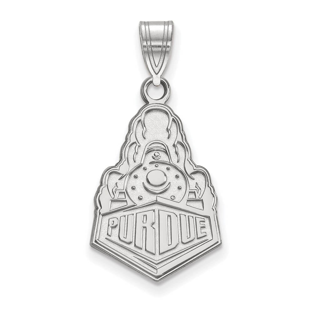 14k White Gold Purdue Large Logo Pendant, Item P16791 by The Black Bow Jewelry Co.