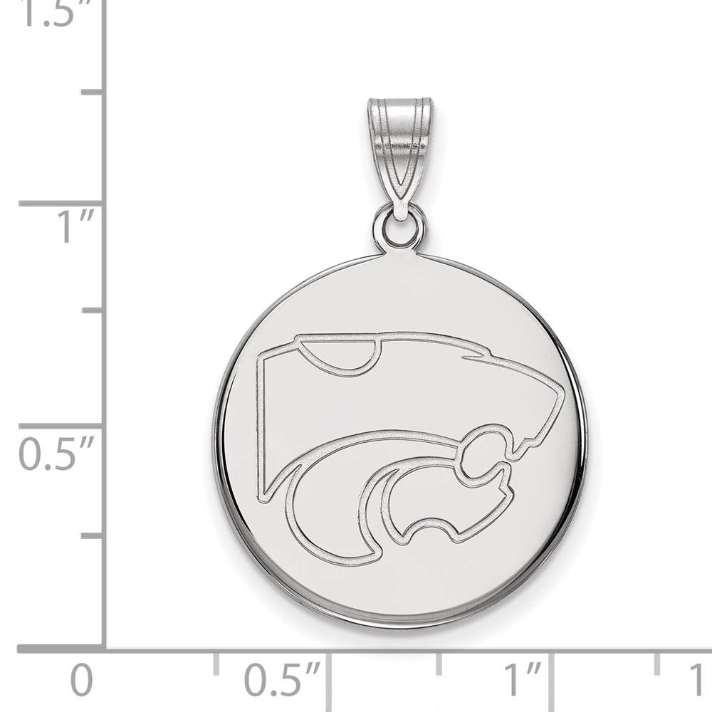 Alternate view of the 14k White Gold Kansas State Large Disc Pendant by The Black Bow Jewelry Co.