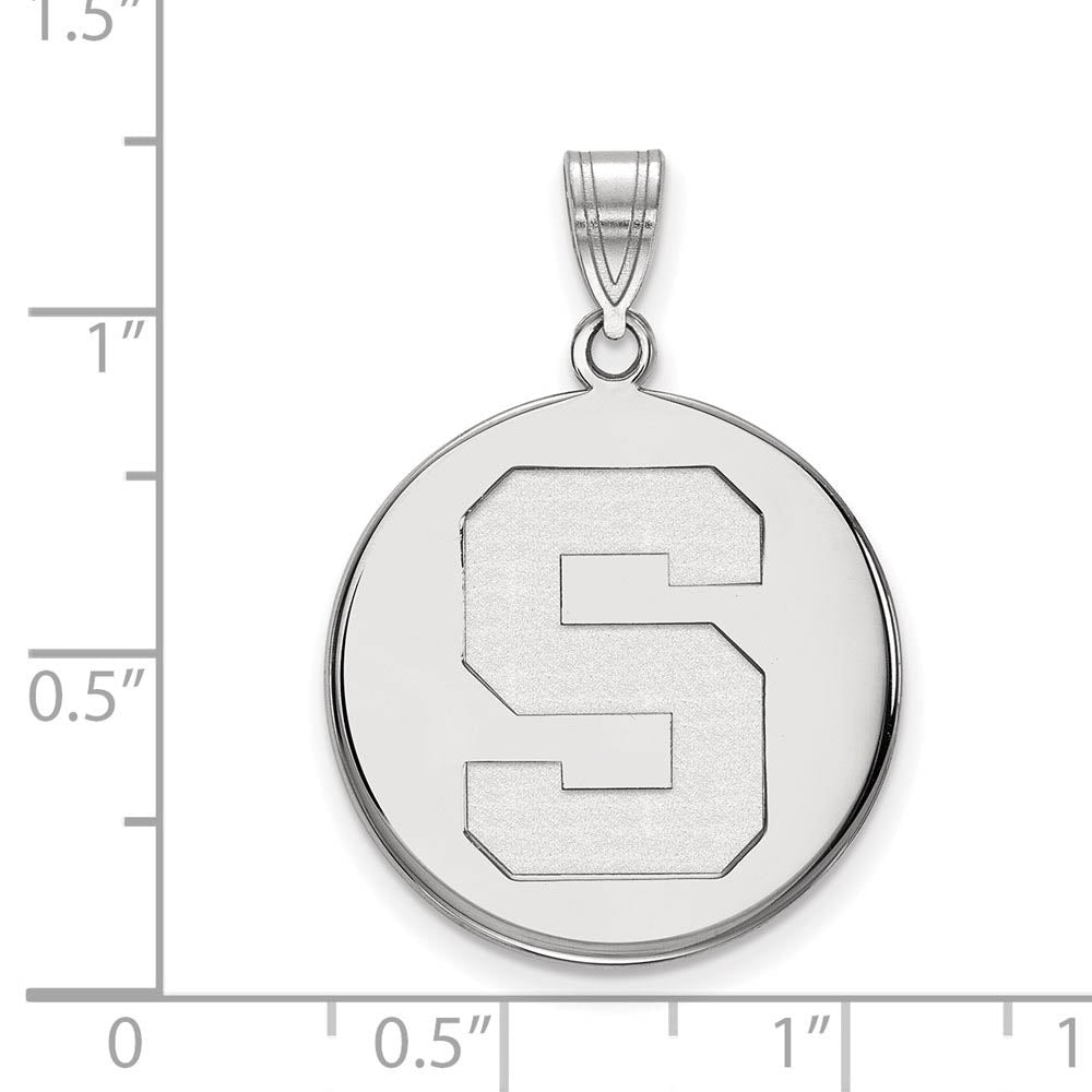 Alternate view of the 14k White Gold Michigan State Large Disc Pendant by The Black Bow Jewelry Co.