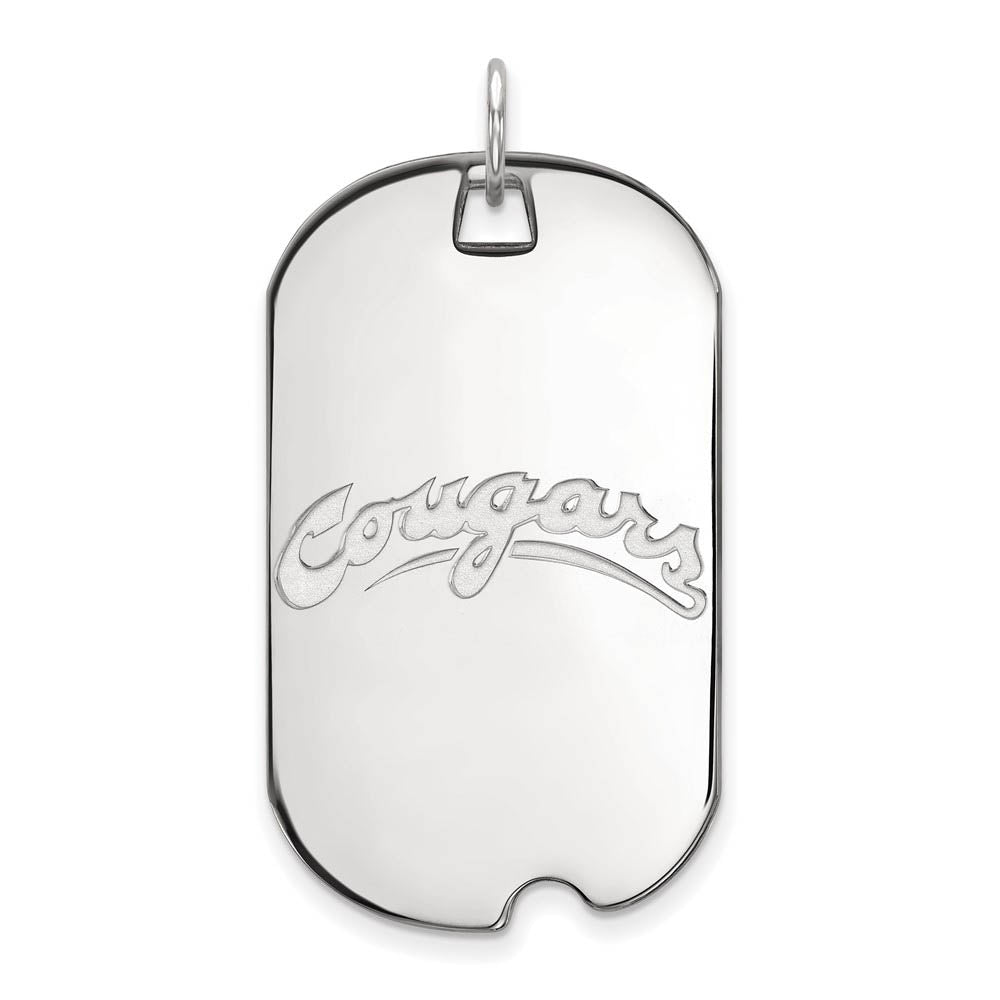 14k White Gold Washington State Large Script Dog Tag Pendant, Item P16801 by The Black Bow Jewelry Co.