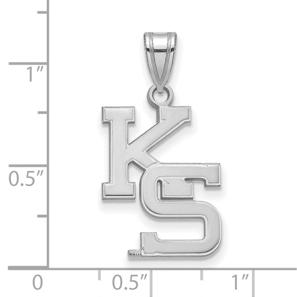 Alternate view of the 14k White Gold Kansas State Large 'KS' Pendant by The Black Bow Jewelry Co.