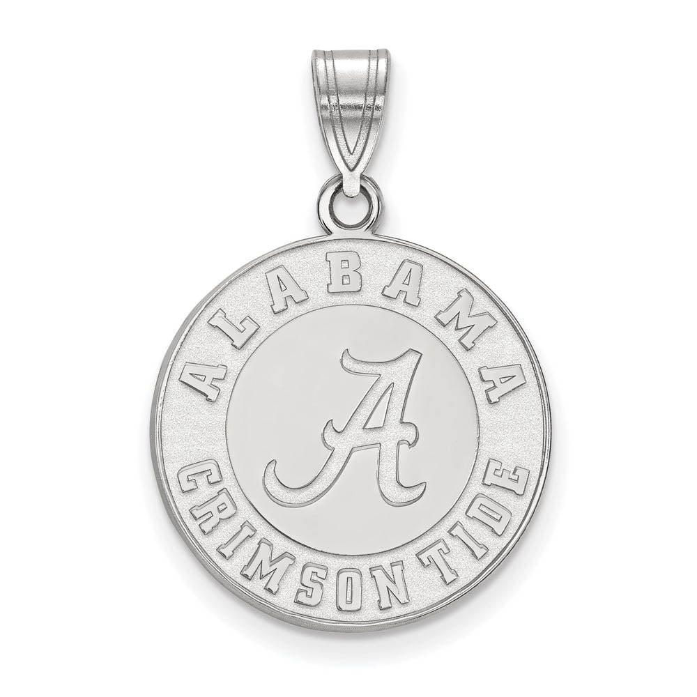 14k White Gold U. of Alabama Large Logo Disc Pendant, Item P16815 by The Black Bow Jewelry Co.